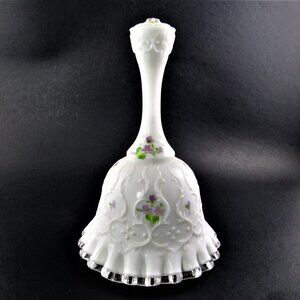 Vintage Fenton HAND PAINTED Milk Glass Bell